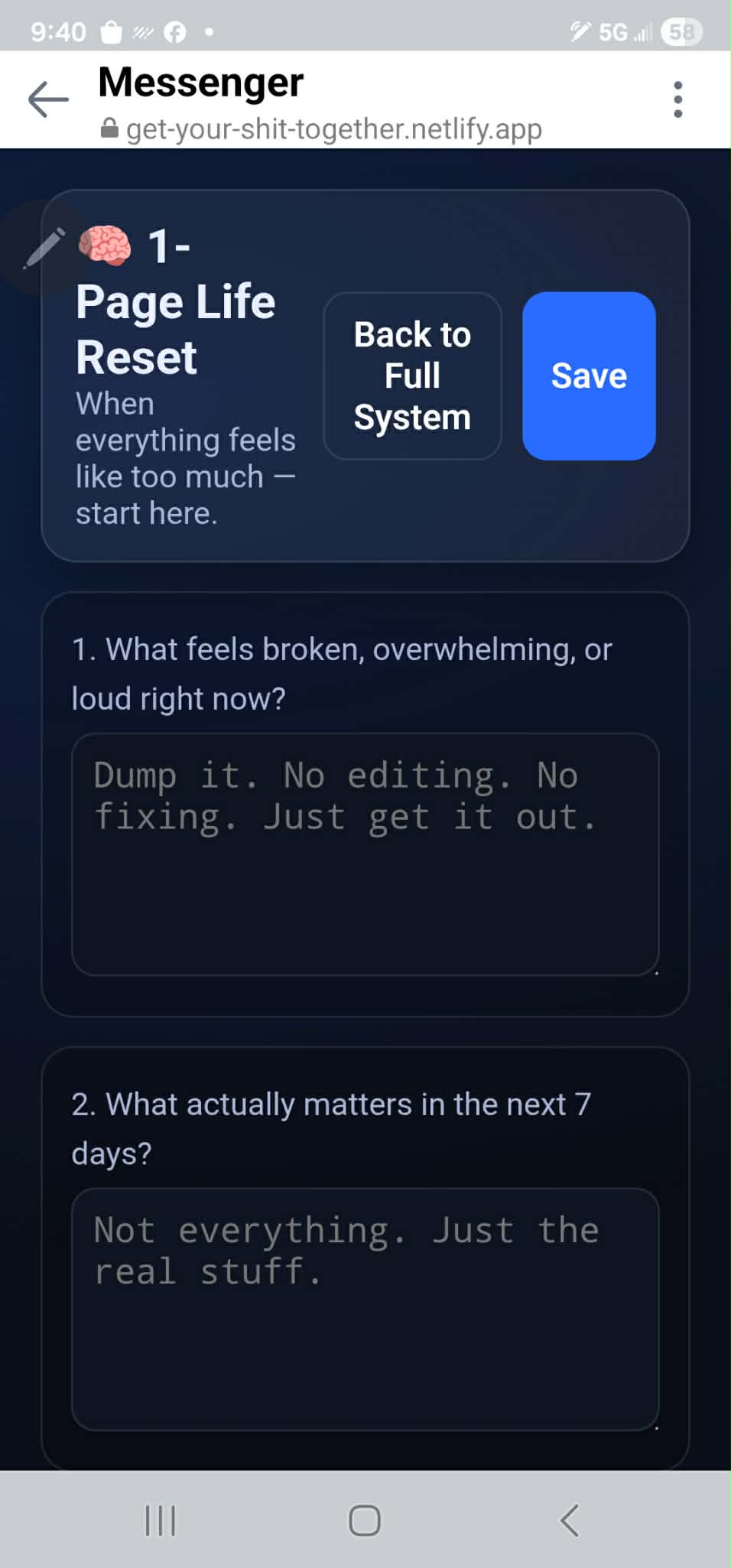 Get Your Sh*t Together — The No-BS Life Organizer- Interactive Web App + 14 Day System