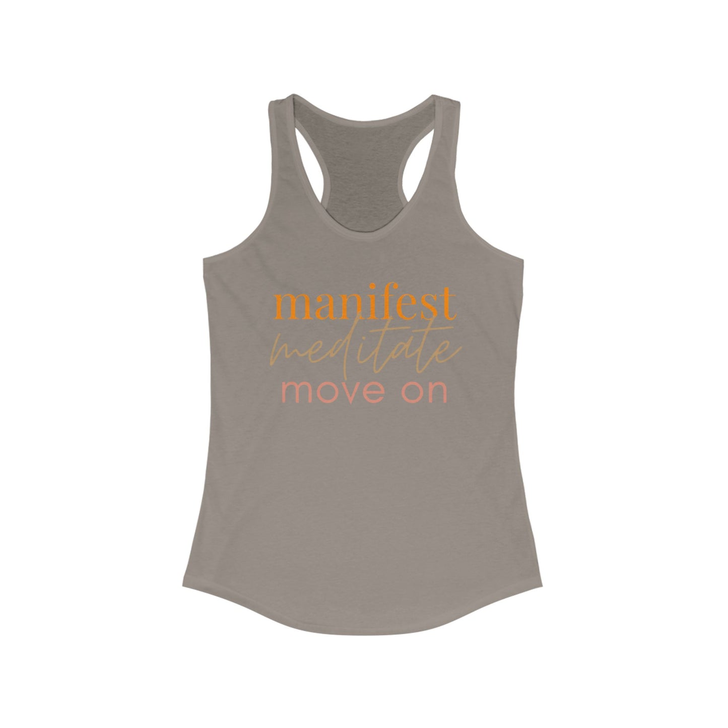 Manifest Meditate Move On Racerback Tank | Inspirational Workout Top, Yoga Shirt, Gift for Her, Mindfulness Apparel, Summer Activewear