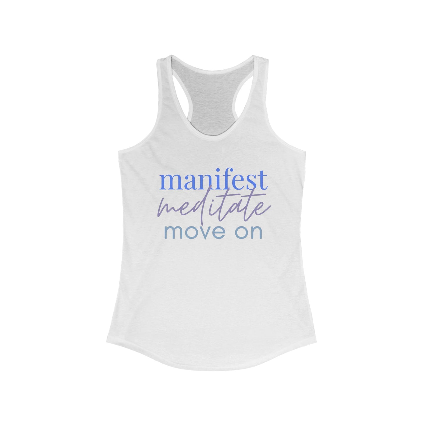 Manifest Meditate Move On Racerback Tank | Yoga Apparel, Inspirational Workout Top, Fitness Gift, Motivational Tank, Self-Care Clothing