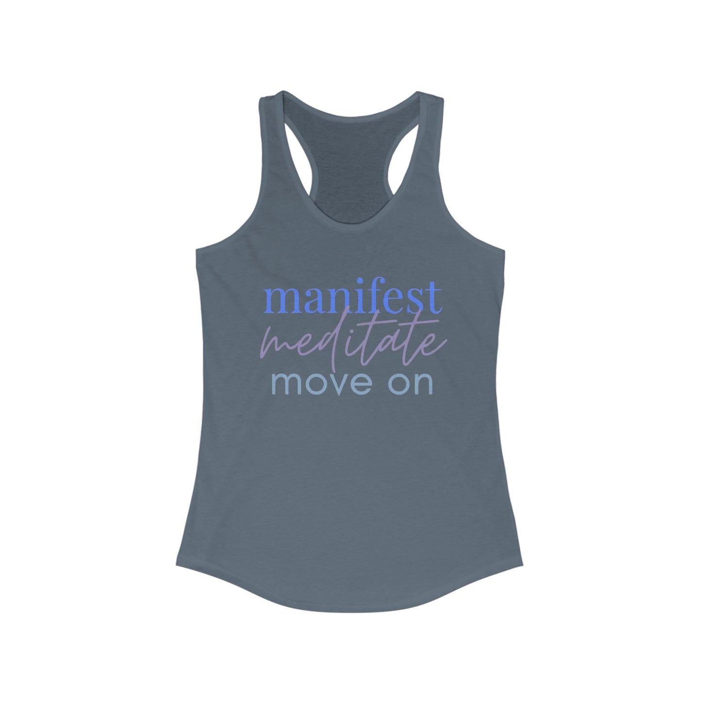 Manifest Meditate Move On Racerback Tank | Yoga Apparel, Inspirational Workout Top, Fitness Gift, Motivational Tank, Self-Care Clothing