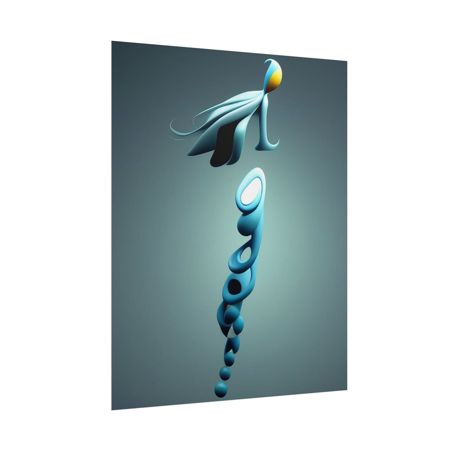 Abstract Blue Creature Rolled Poster