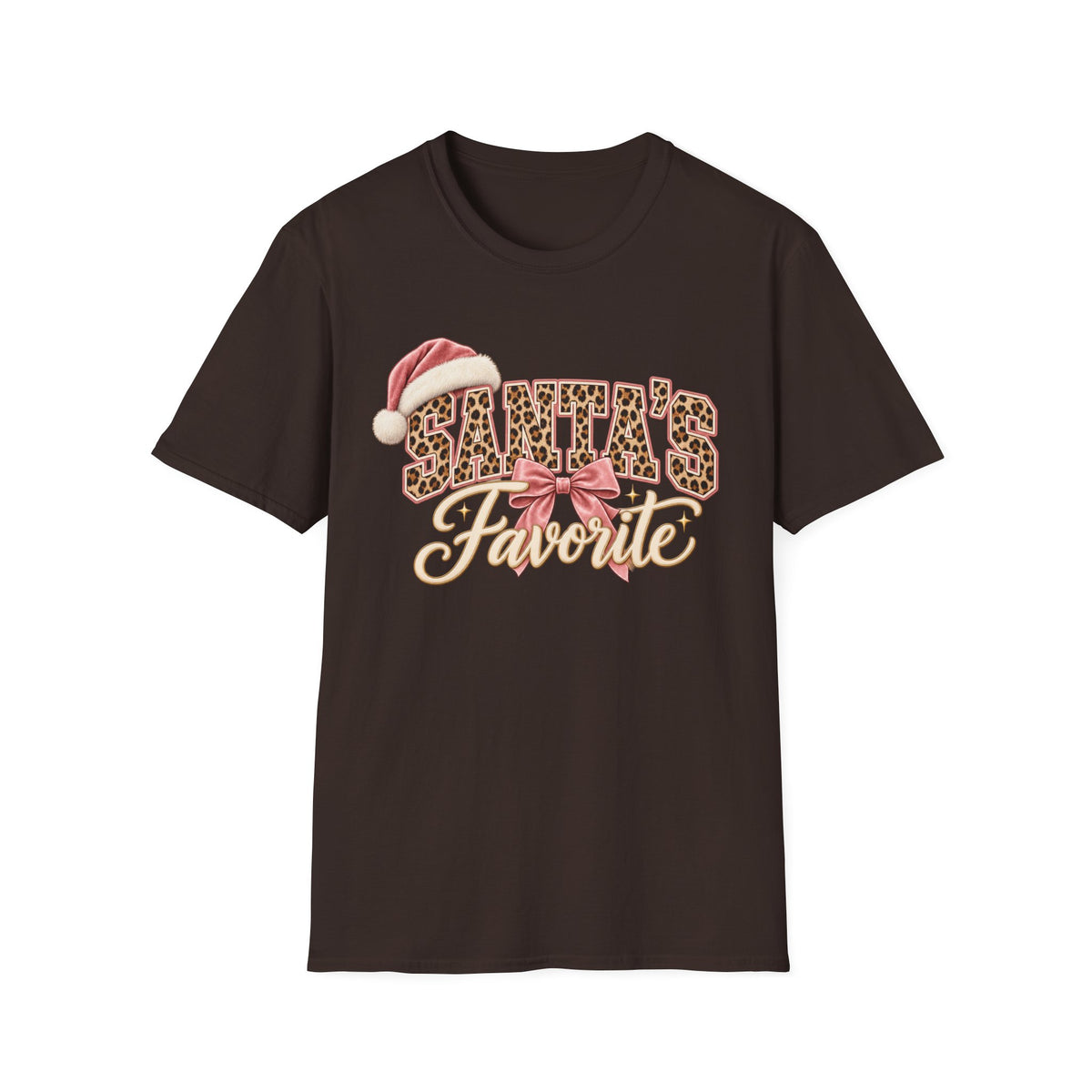 Santa’s Favorite Leopard Christmas T-Shirt | Pink Holiday Tee