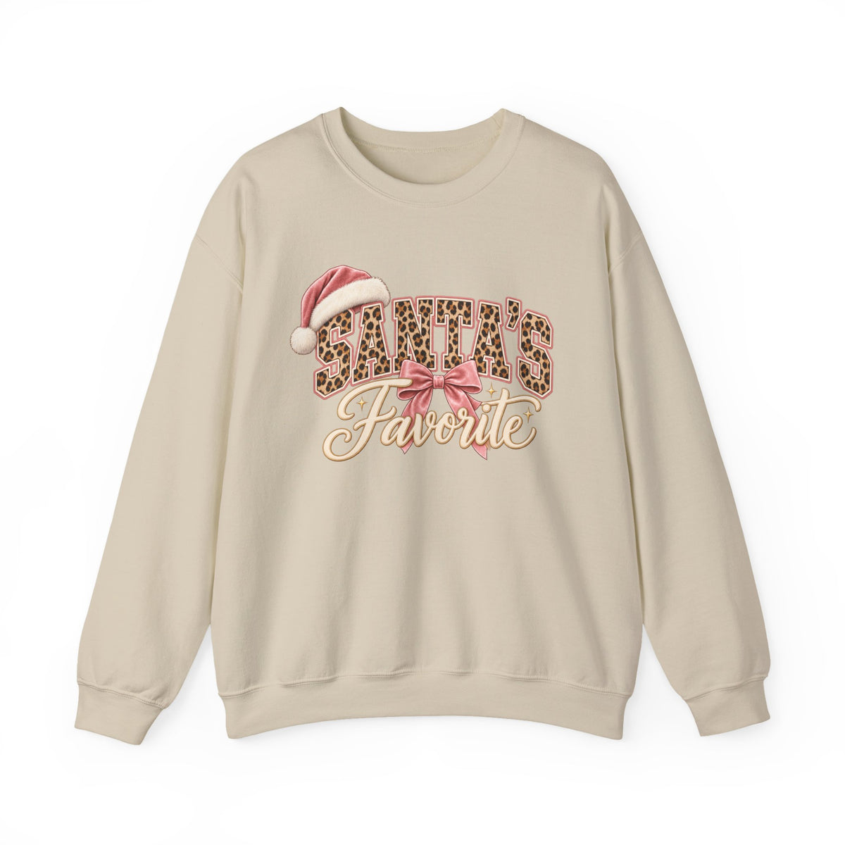 Santa’s Favorite Leopard Christmas Sweatshirt | Pink Holiday Crewneck