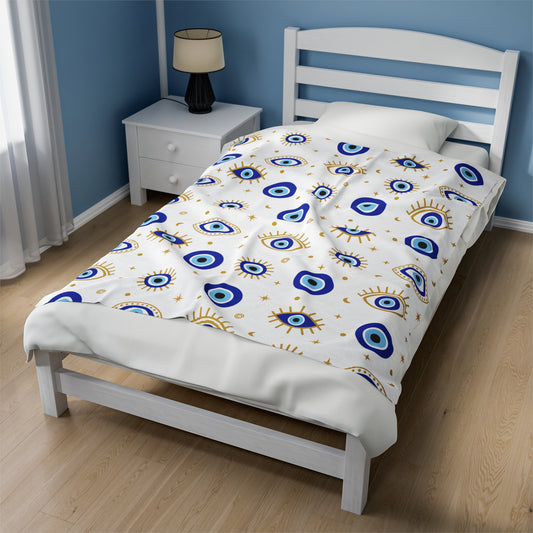 Evil Eye Plush Throw Blanket,  Warm and Cozy,