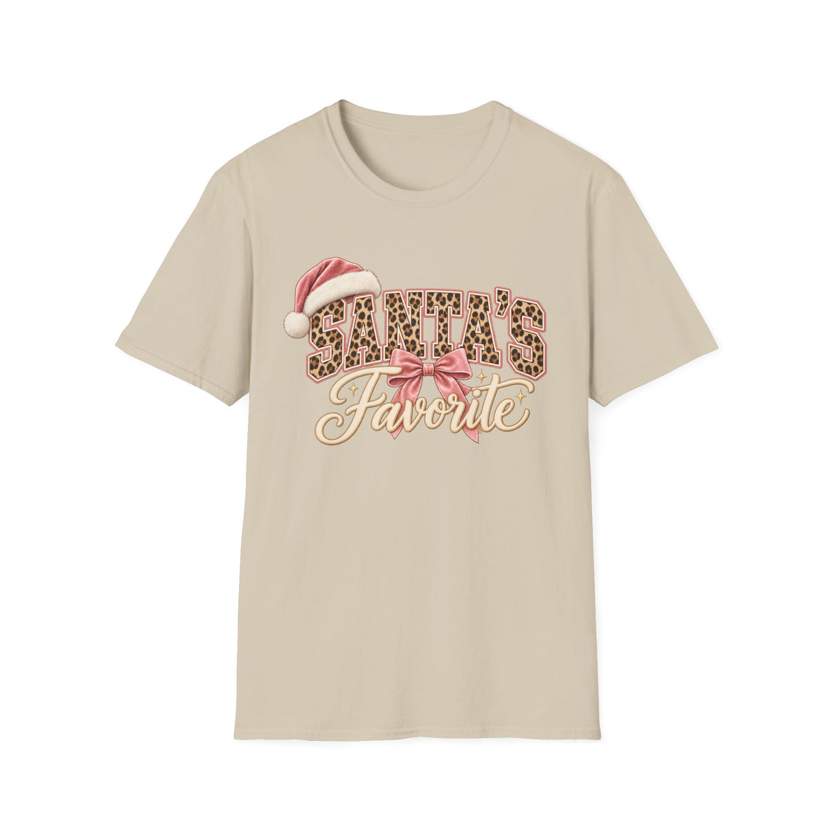 Santa’s Favorite Leopard Christmas T-Shirt | Pink Holiday Tee