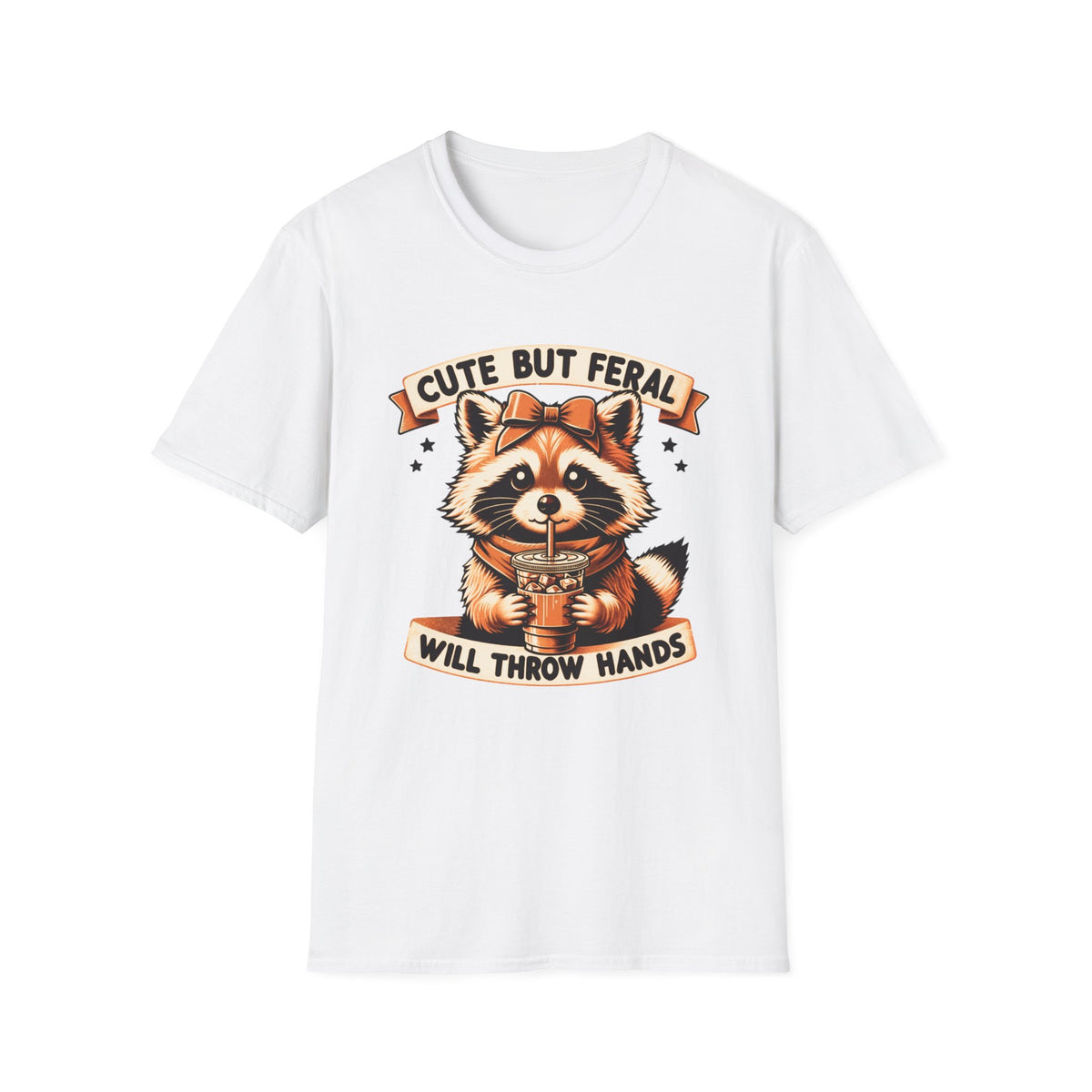 Cute But Feral Raccoon Shirt – Funny Sarcastic Coffee Tee – Sassy Animal Graphic Shirt