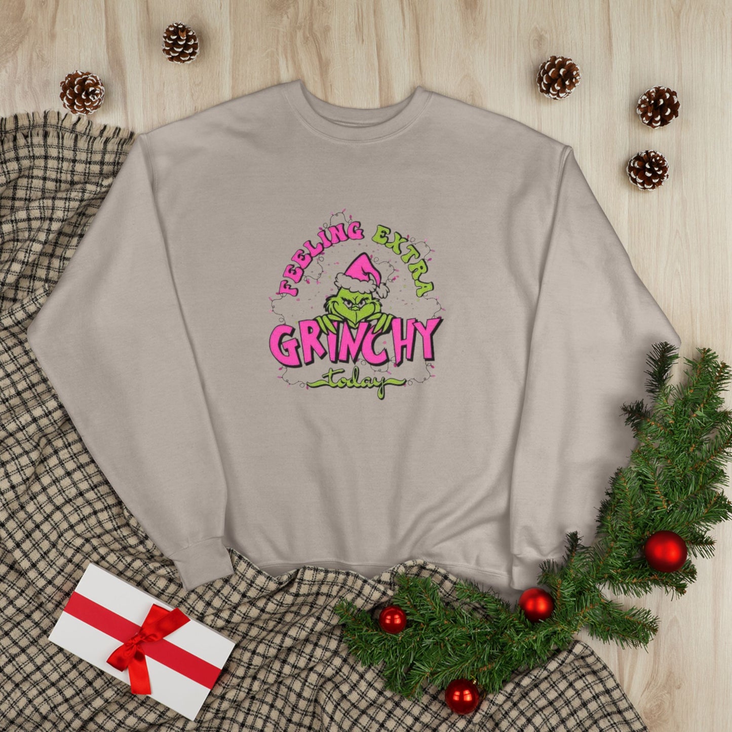 Feeling Extra Grinchy Today Christmas Sweatshirt | Funny Holiday Crewneck | Cozy Winter Graphic Sweatshirt for Women & Men