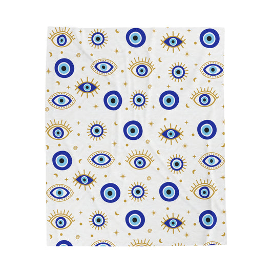 Evil Eye Plush Throw Blanket,  Warm and Cozy,