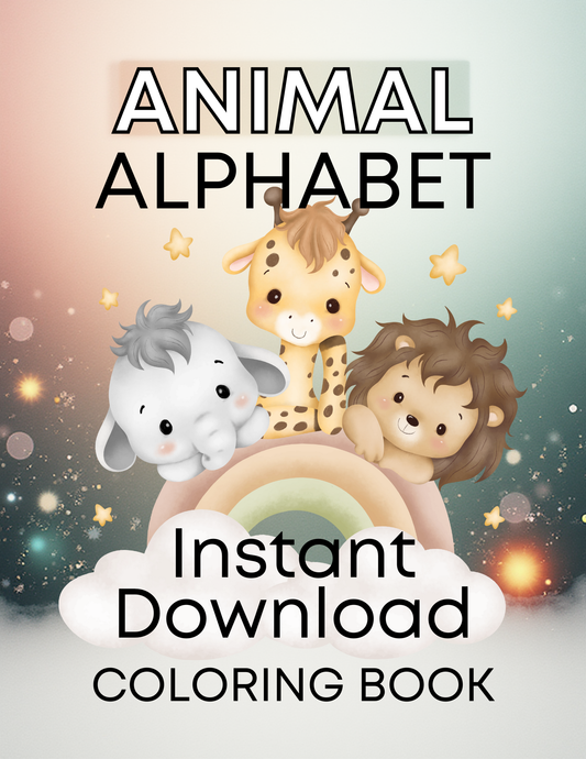 Alphabet Coloring Book, A–Z  Animal Printable, Kids Learning & Coloring Pages, Instant Download Activity Book