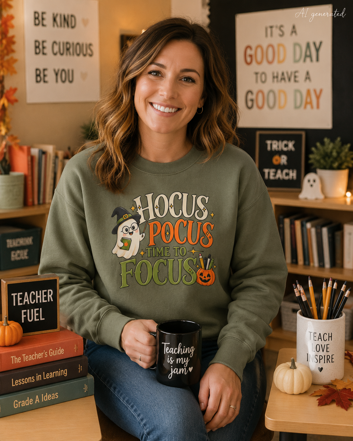 Hocus Pocus Time to Focus Teacher Sweatshirt, Halloween Teacher Crewneck, Cute Fall Classroom Shirt, Spooky Teacher Gift