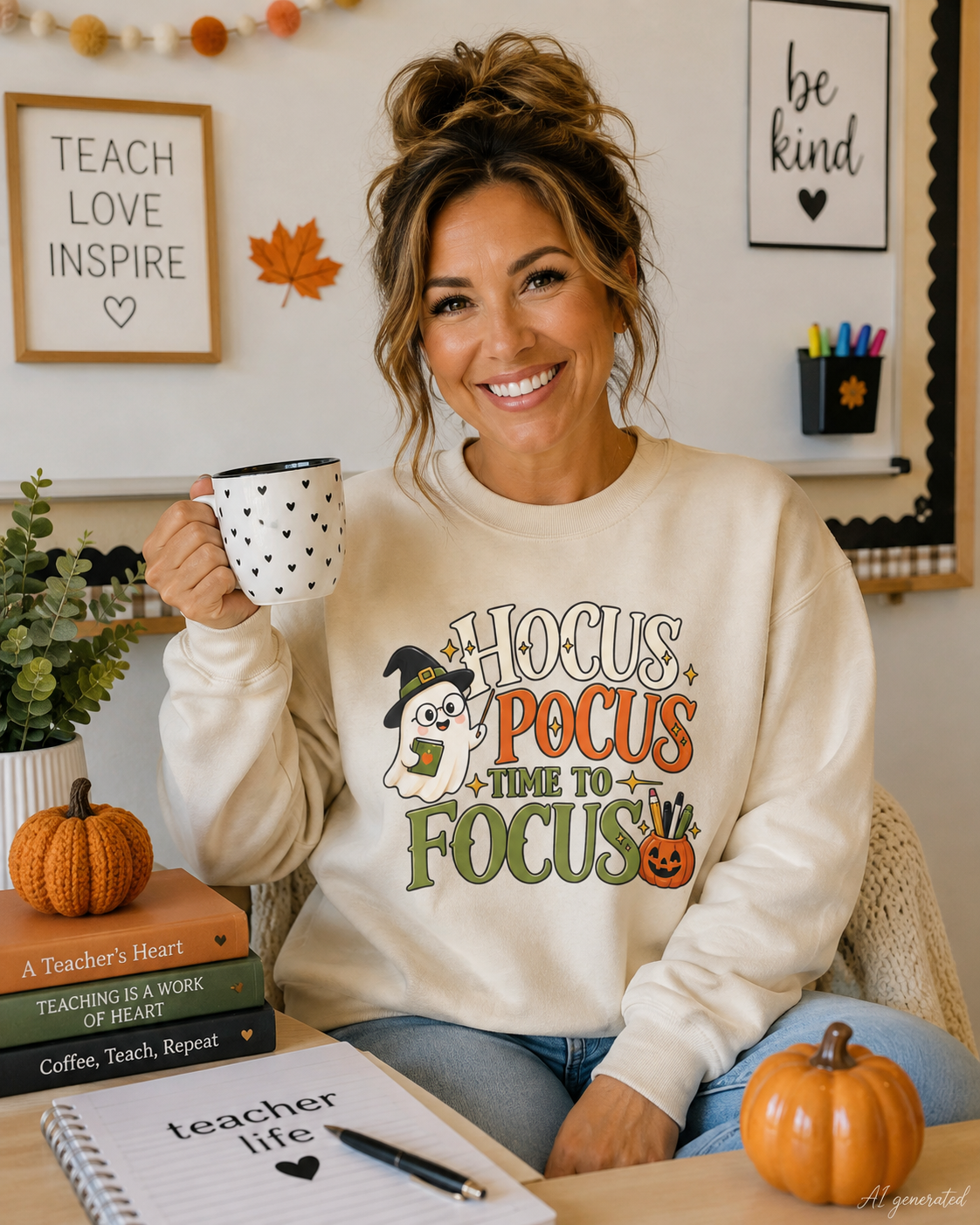 Hocus Pocus Time to Focus Teacher Sweatshirt, Halloween Teacher Crewneck, Cute Fall Classroom Shirt, Spooky Teacher Gift