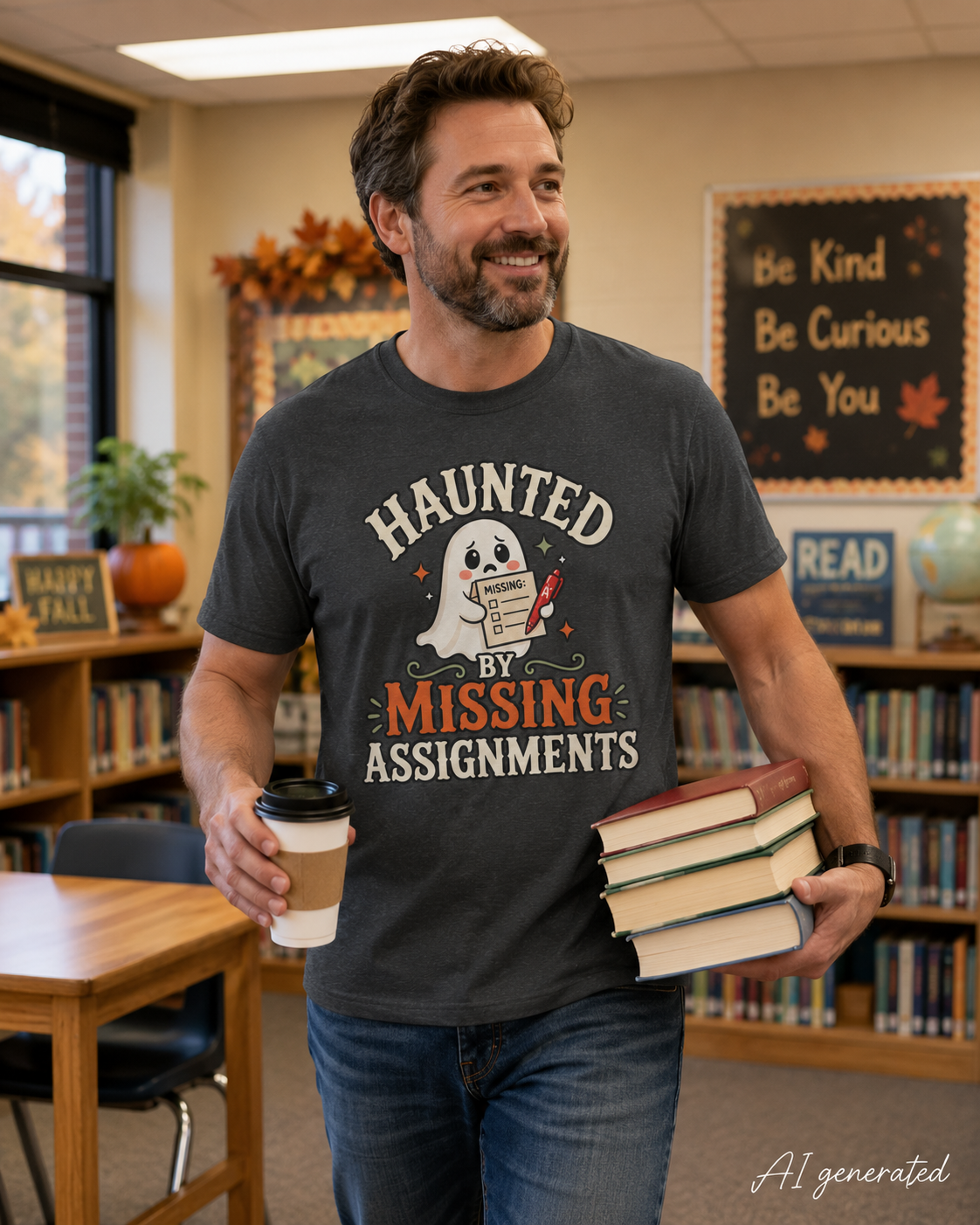 Haunted by Missing Assignments Shirt | Funny Halloween Teacher Tee | Spooky Teacher Shirt | Fall Classroom Tee