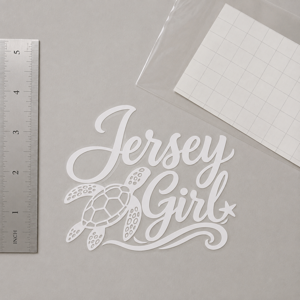 Jersey Girl Sea Turtle Car Decal | White Vinyl NJ Shore Sticker