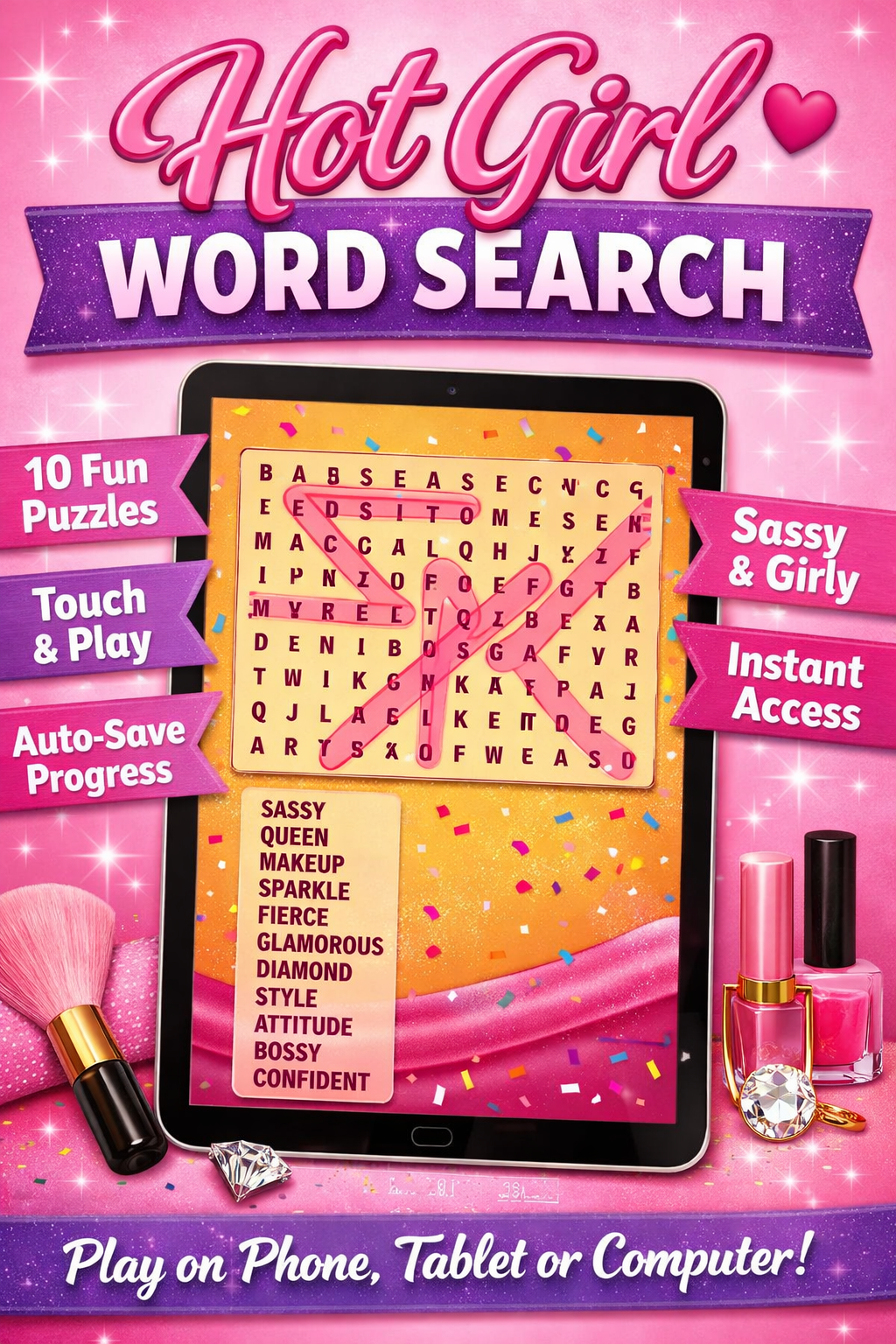 Hot Girl Word Search – Sassy Brain Game