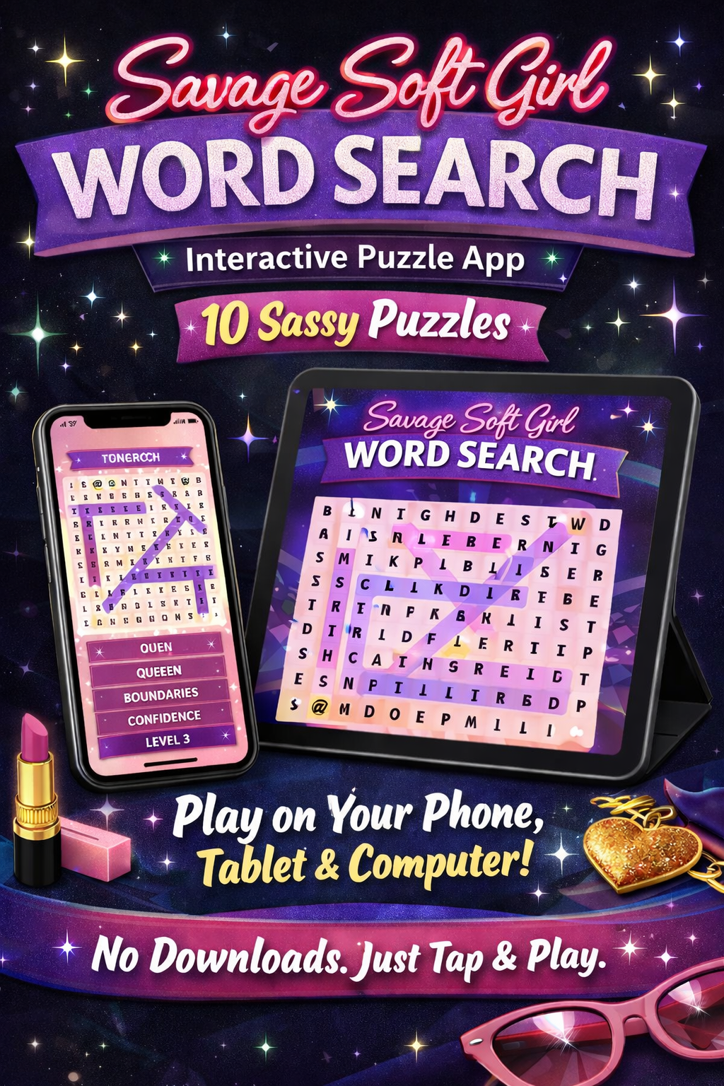 Sassy Word Search Vol. 2 — Savage Soft Girl Edition (Interactive App)