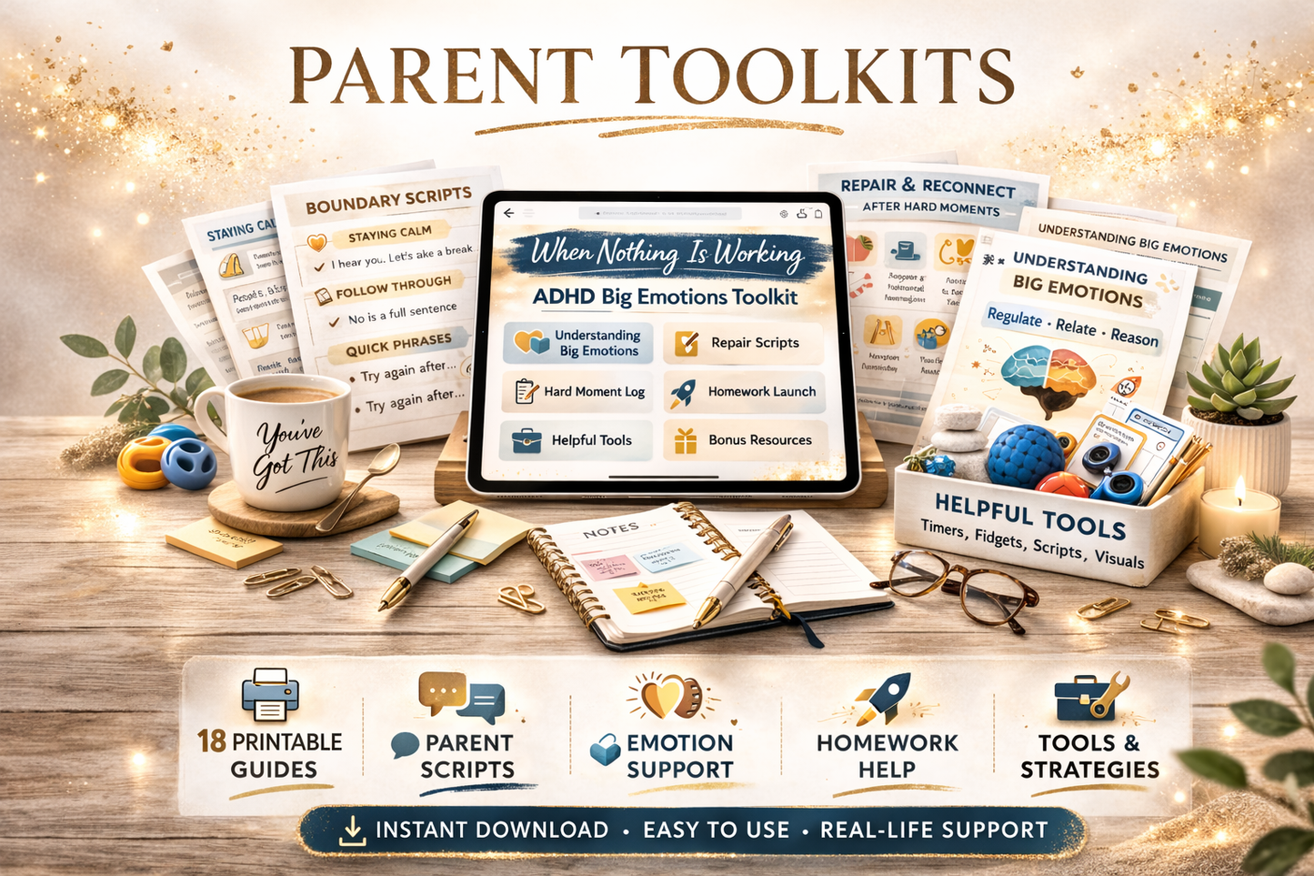 When Nothing Is Working – The ADHD Big Emotions Toolkit App (18 Printables + Webb App w/ Real-Life Support Tools)