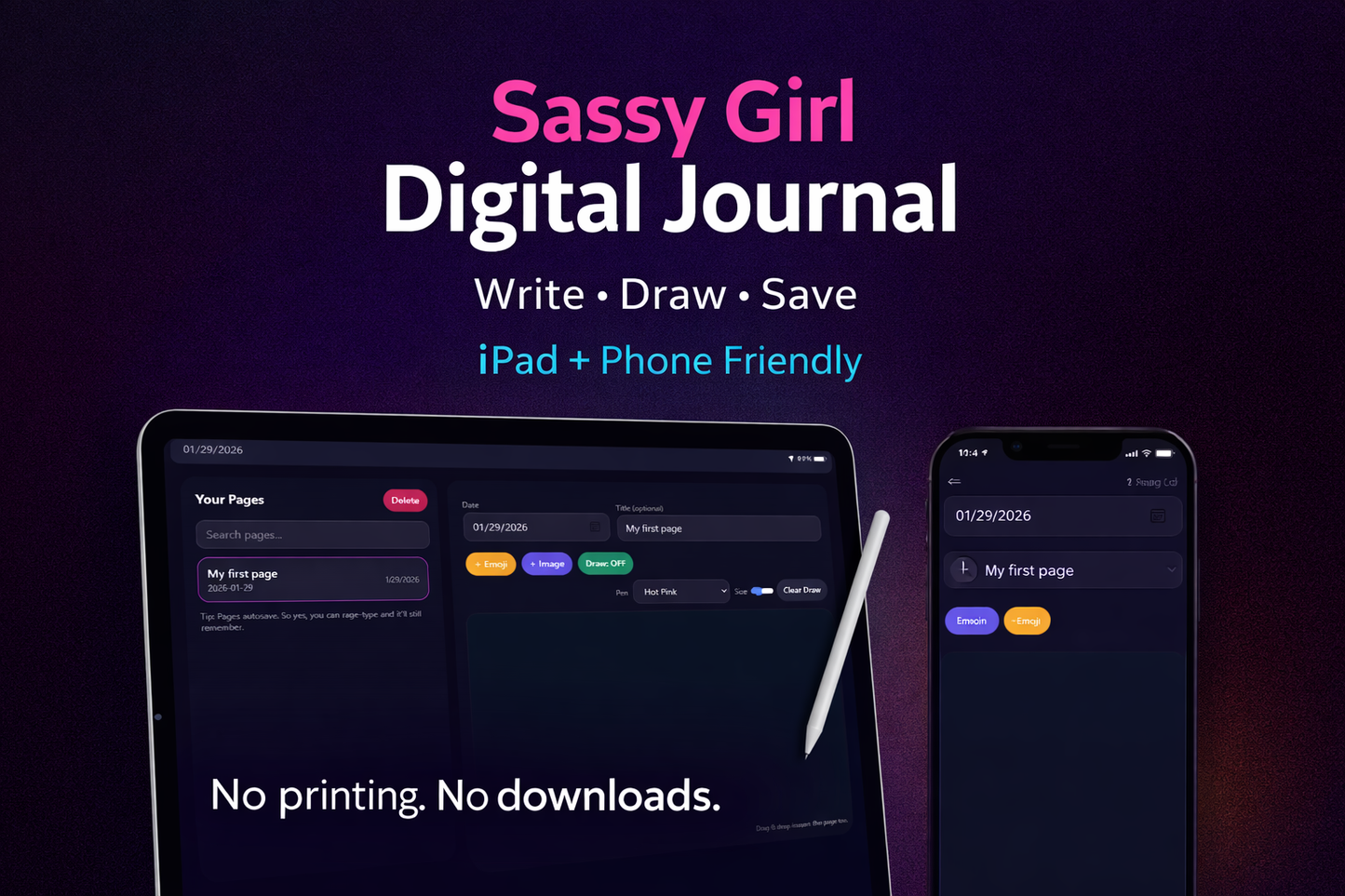 Sassy Girl Journal™ – Digital Web Journal (Tablet + Mobile Friendly)