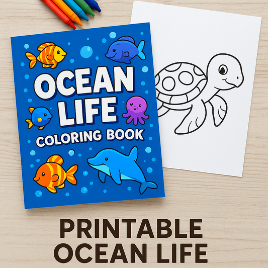 Printable Ocean Life Coloring Book for Kids – 31 Fun Sea Animal Pages – Instant Download