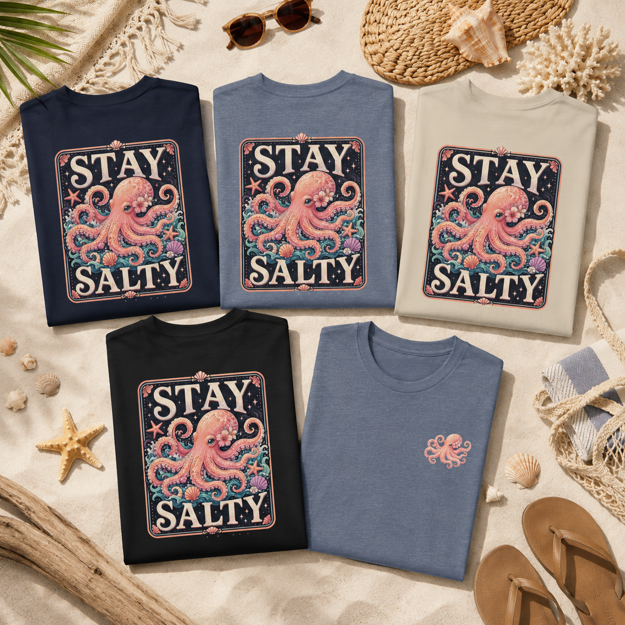 Stay Salty Octopus Shirt, Cute Beach Shirt, Girly Coastal T Shirt, Pink Octopus Graphic Tee, Summer Beach Vacation Shirt
