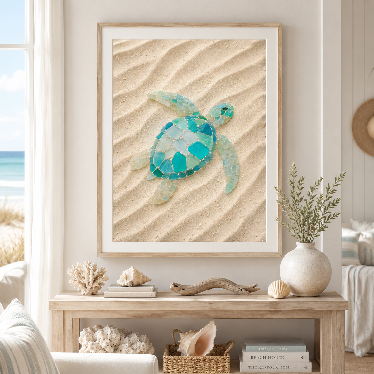 Sea Glass Turtle Wall Art | Poster or Canvas