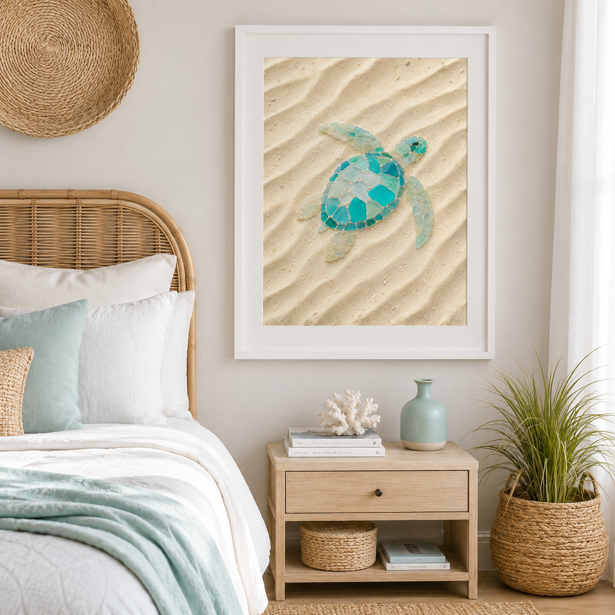 Sea Glass Turtle Wall Art | Poster or Canvas