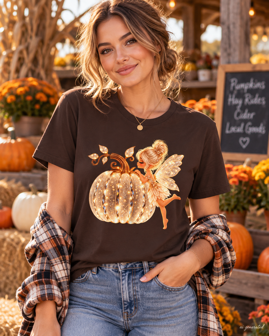 Pumpkin Fairy T-shirt and sweatshirt, AI-generated mockup