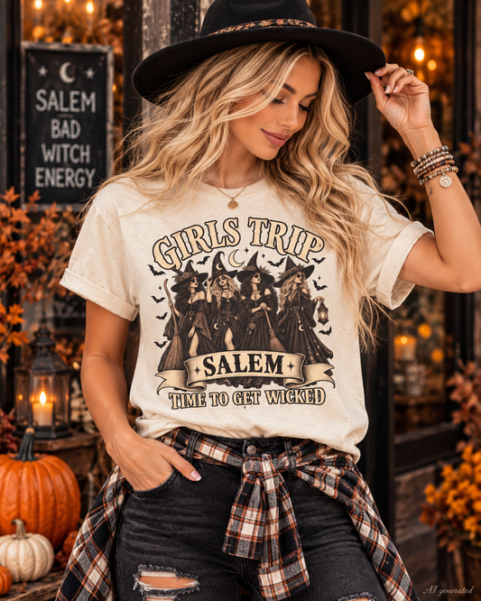 Girls Trip Salem Time to Get Wicked Halloween T-Shirt