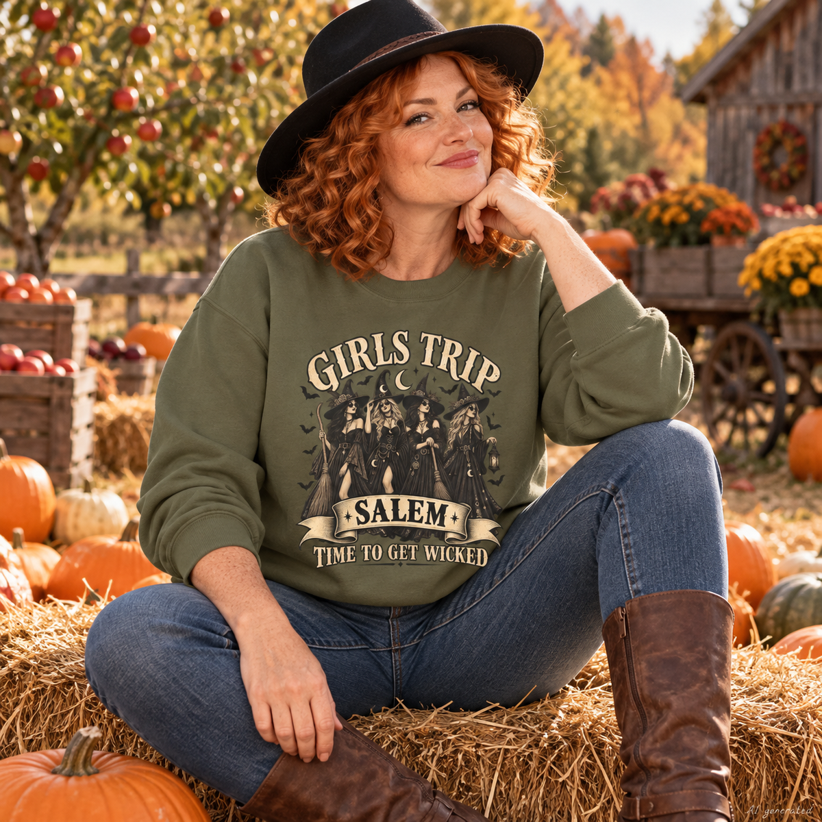 Girls Trip Salem Time to Get Wicked Halloween Sweatshirt