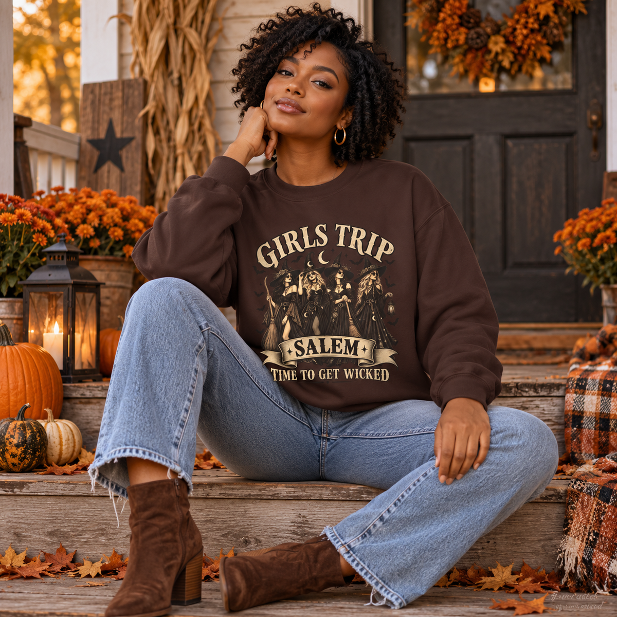 Girls Trip Salem Time to Get Wicked Halloween Sweatshirt