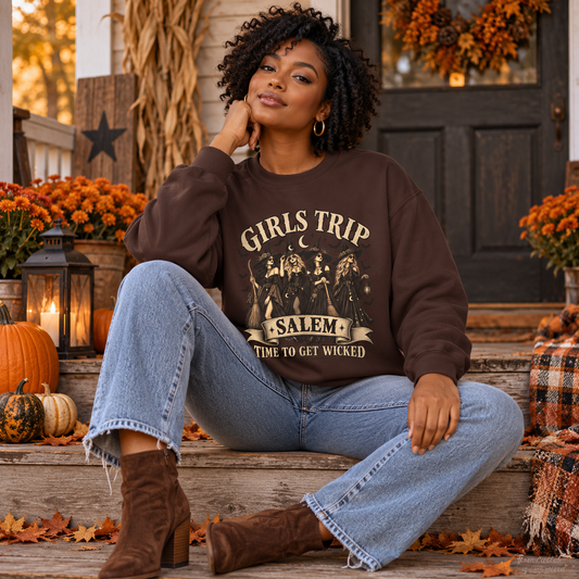 Girls Trip Salem Time to Get Wicked Halloween Sweatshirt