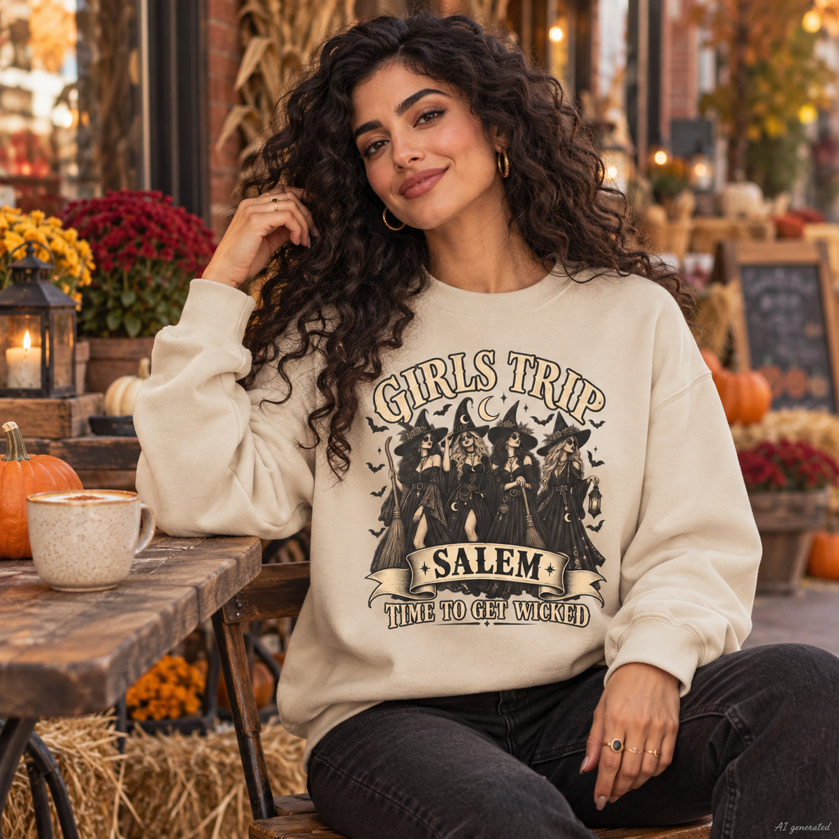 Girls Trip Salem Time to Get Wicked Halloween Sweatshirt