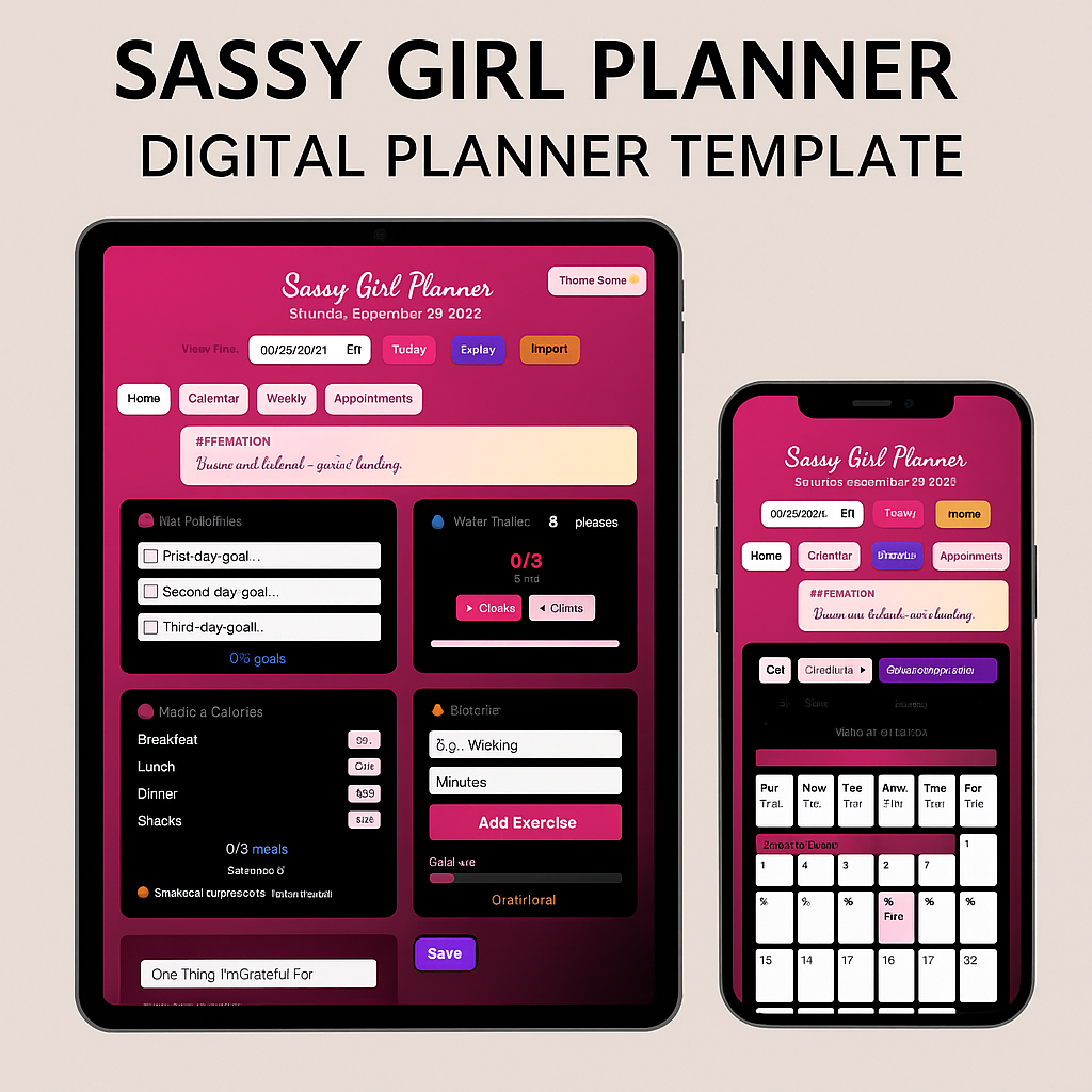 Slay-the-Day Digital Planner — Web App | Daily Goals, Habit Tracker, Calendar, Budget, Gratitude Journal