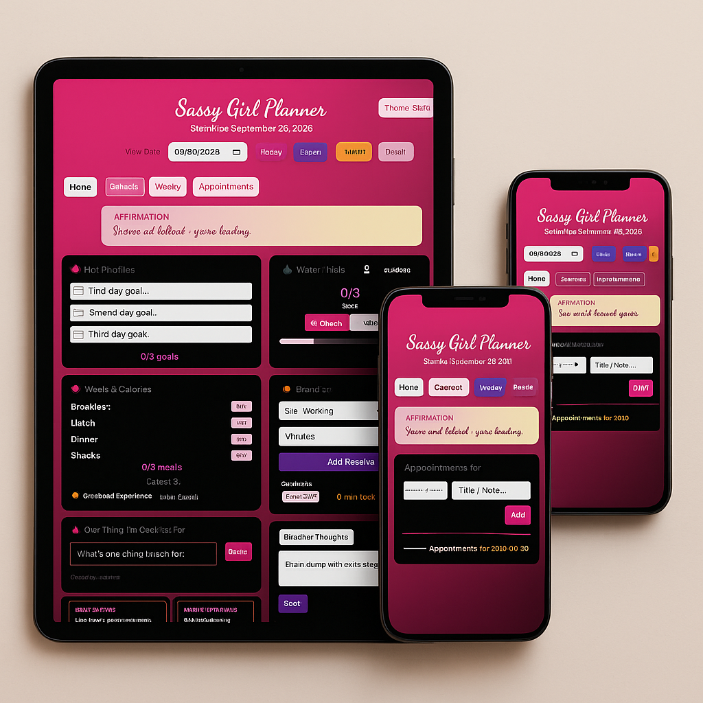 Slay-the-Day Digital Planner — Web App | Daily Goals, Habit Tracker, Calendar, Budget, Gratitude Journal