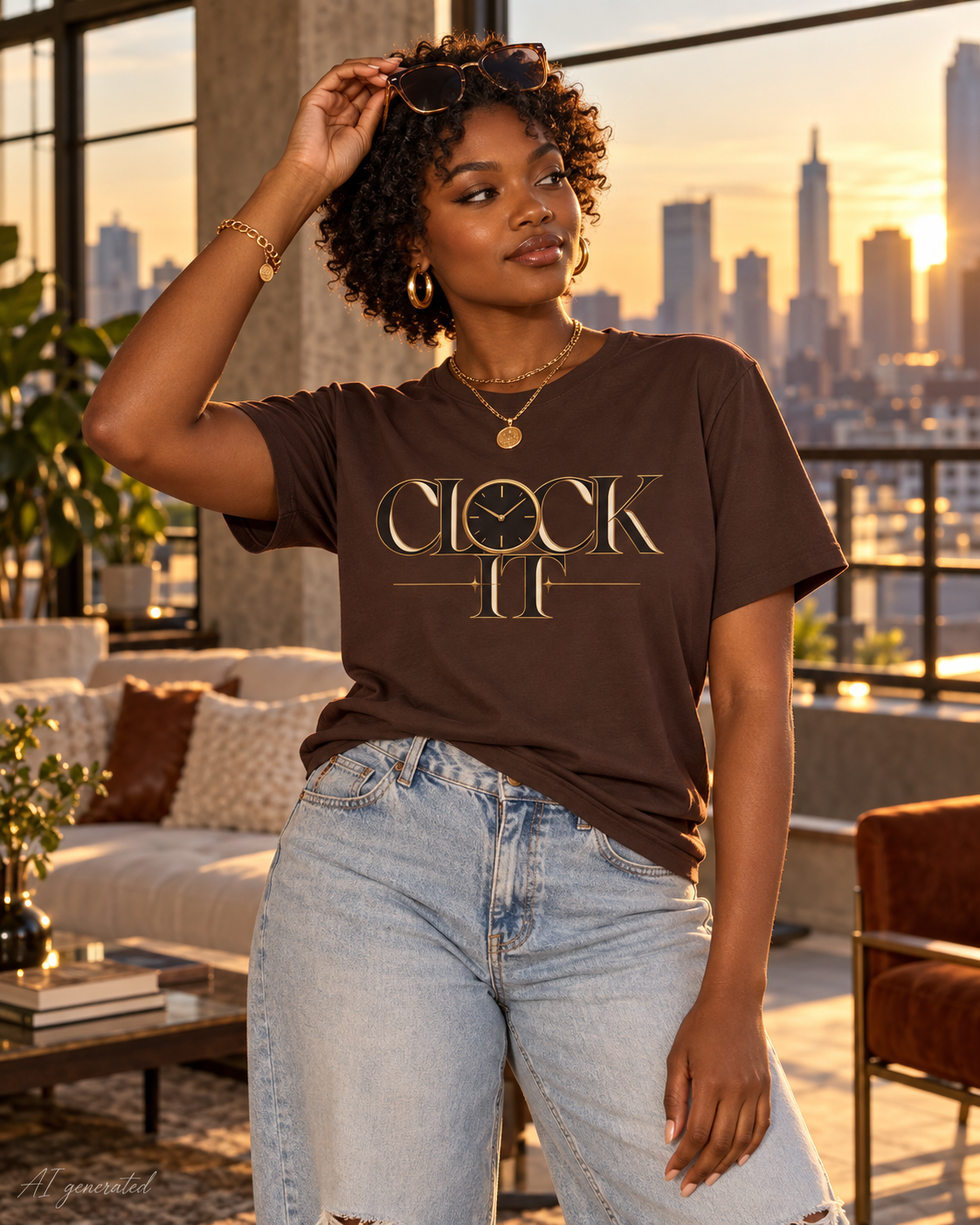 Clock It Gold Graphic Tee | Trendy Unisex Streetwear Shirt