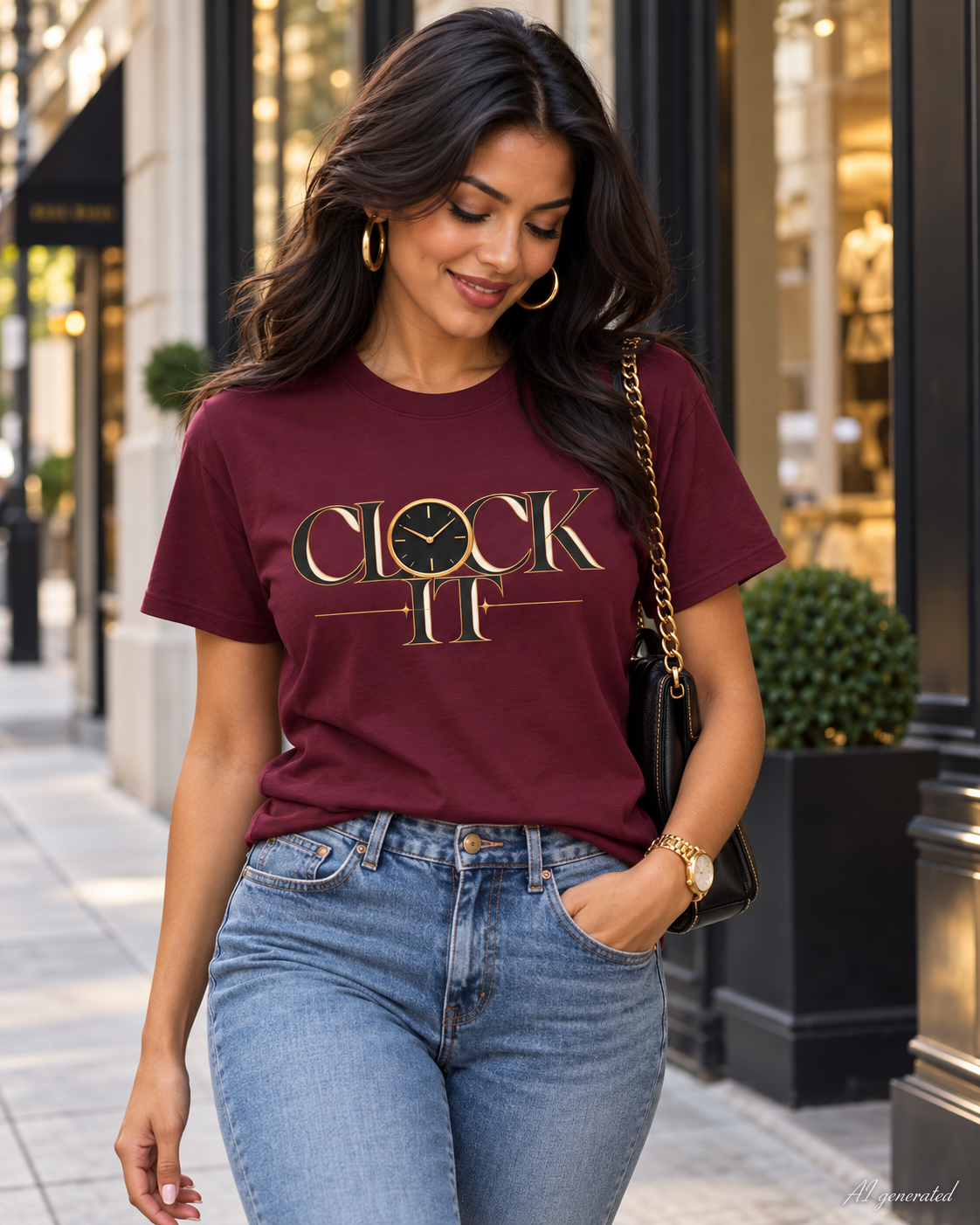 Clock It Gold Graphic Tee | Trendy Unisex Streetwear Shirt