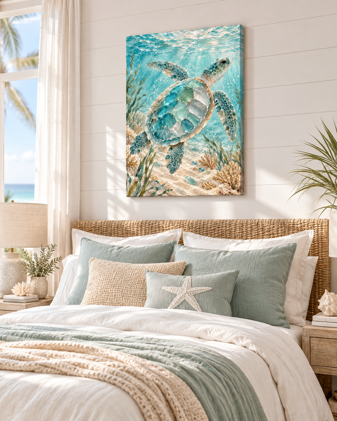 Sea Glass Turtle Ocean Wall Art | Poster or Canvas
