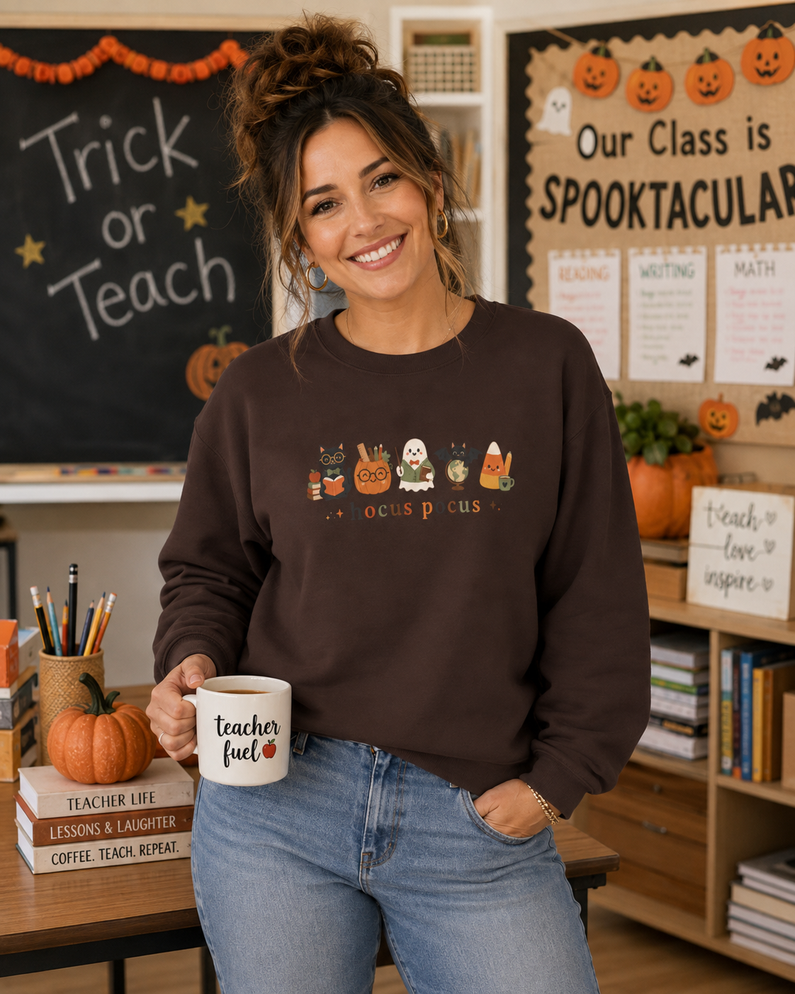 Hocus Pocus Time to Focus Teacher Sweatshirt, Halloween Teacher Crewneck, Cute Fall Classroom Shirt, Spooky Season Teacher Gift