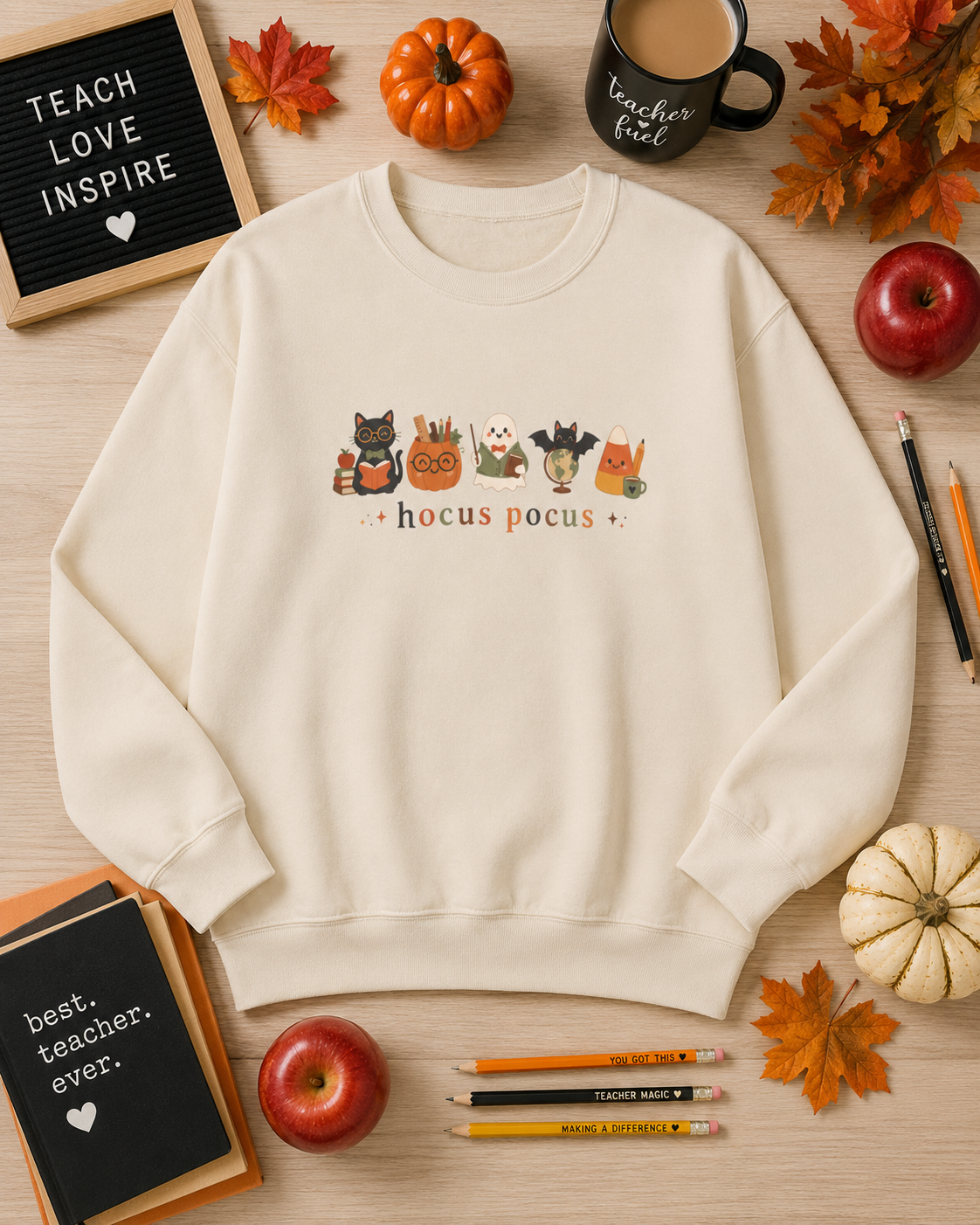 Hocus Pocus Time to Focus Teacher Sweatshirt, Halloween Teacher Crewneck, Cute Fall Classroom Shirt, Spooky Season Teacher Gift