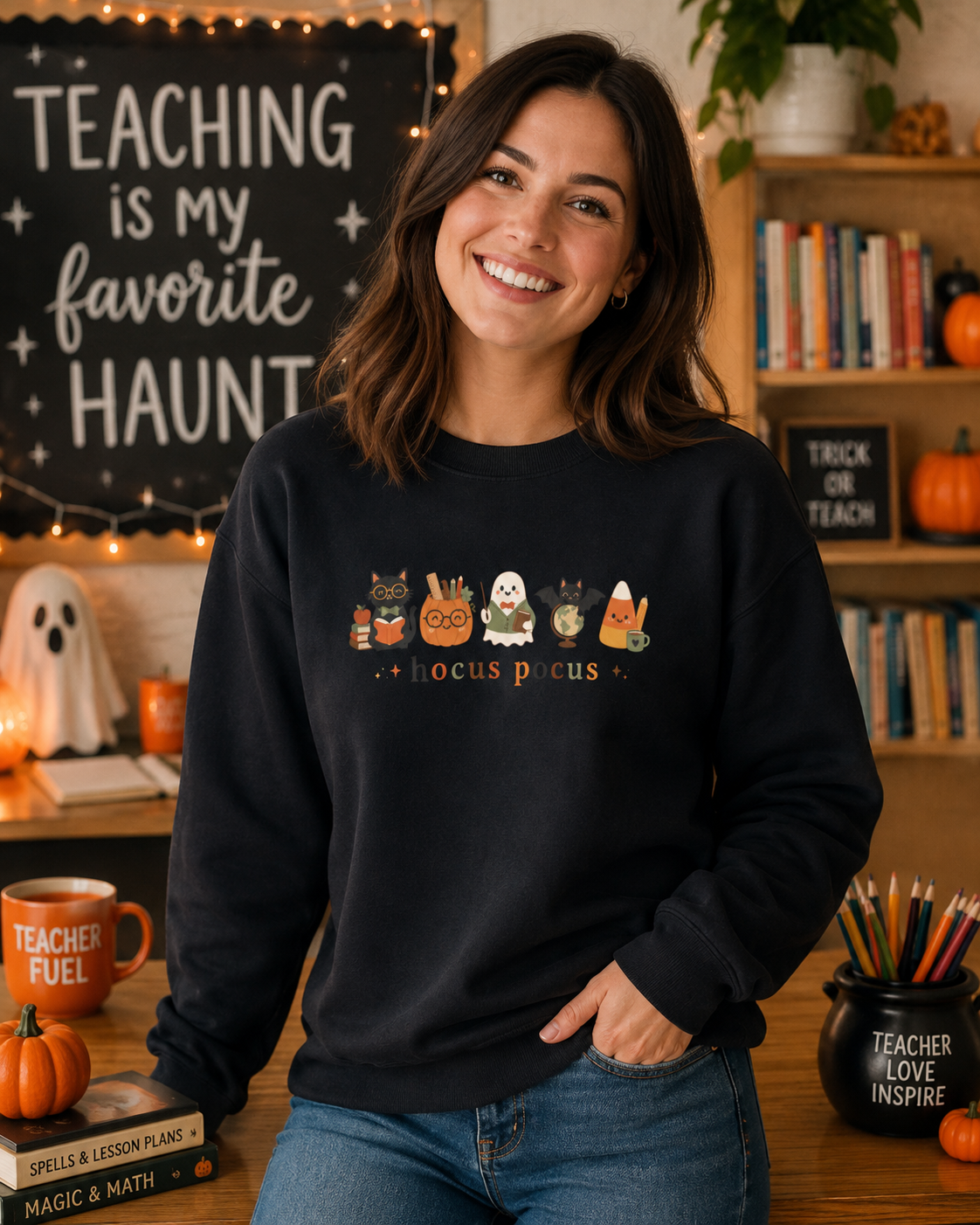 Hocus Pocus Time to Focus Teacher Sweatshirt, Halloween Teacher Crewneck, Cute Fall Classroom Shirt, Spooky Season Teacher Gift