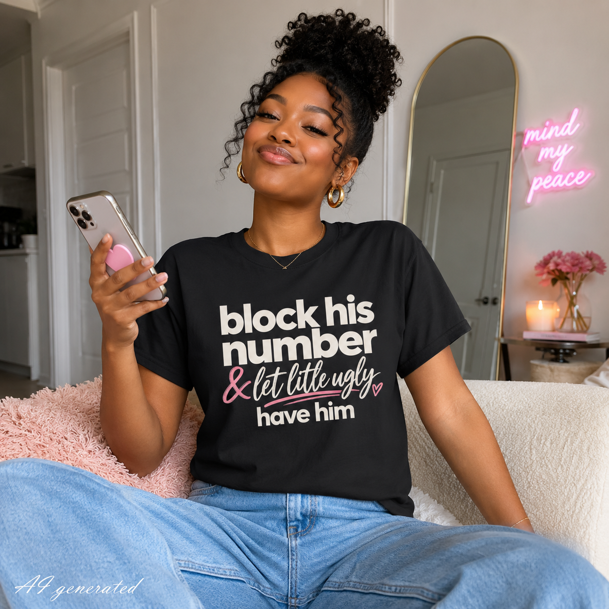 Block His Number & Let Lil Ugly Have Him Shirt, Funny Breakup Tee, Sassy Graphic T-Shirt, Petty Relationship Humor Gift