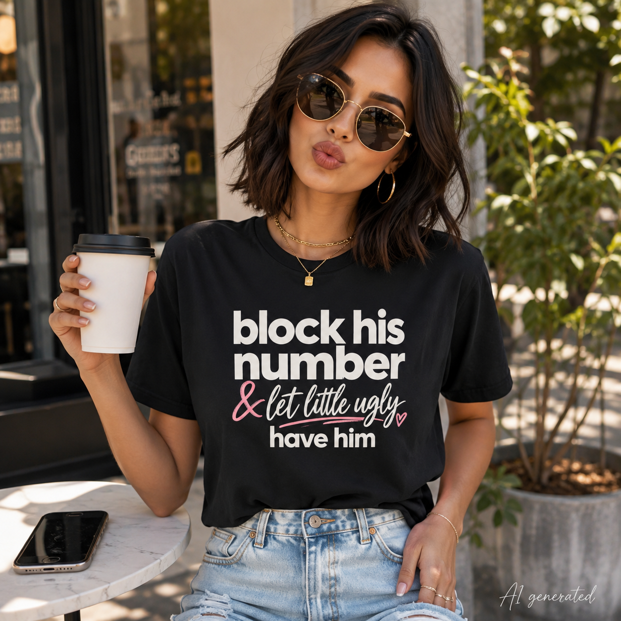 Block His Number & Let Lil Ugly Have Him Shirt, Funny Breakup Tee, Sassy Graphic T-Shirt, Petty Relationship Humor Gift