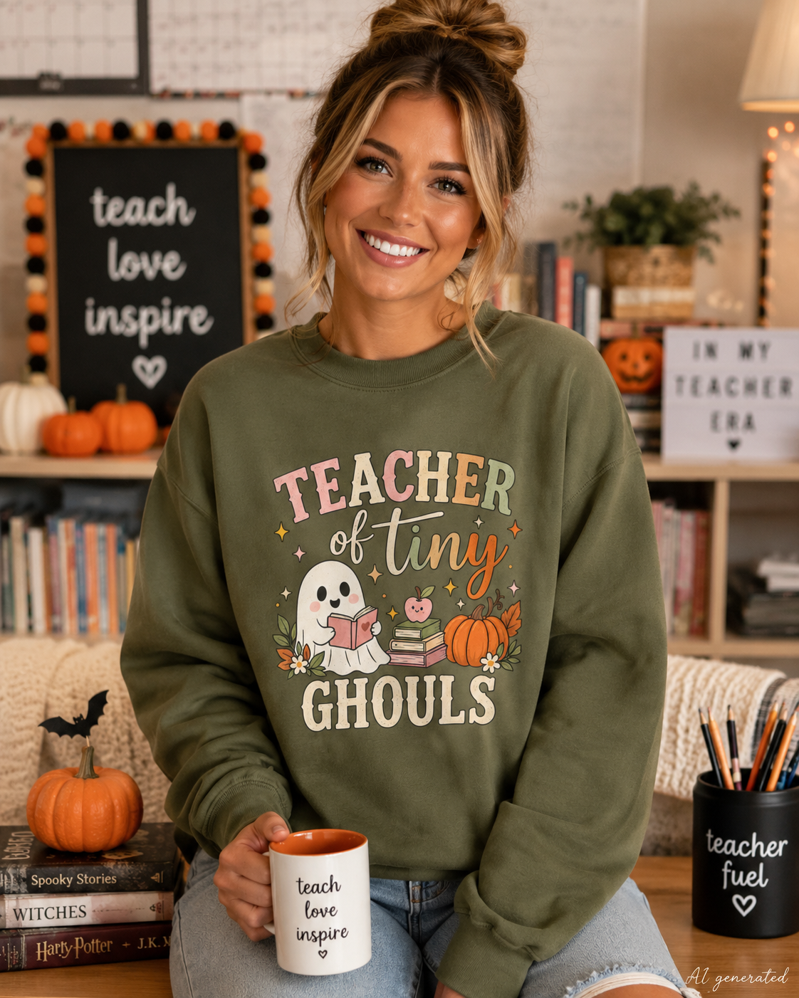 Teacher of Tiny Ghouls Sweatshirt, Halloween Teacher Crewneck, Cute Spooky Teacher Shirt, Fall Classroom Sweatshirt