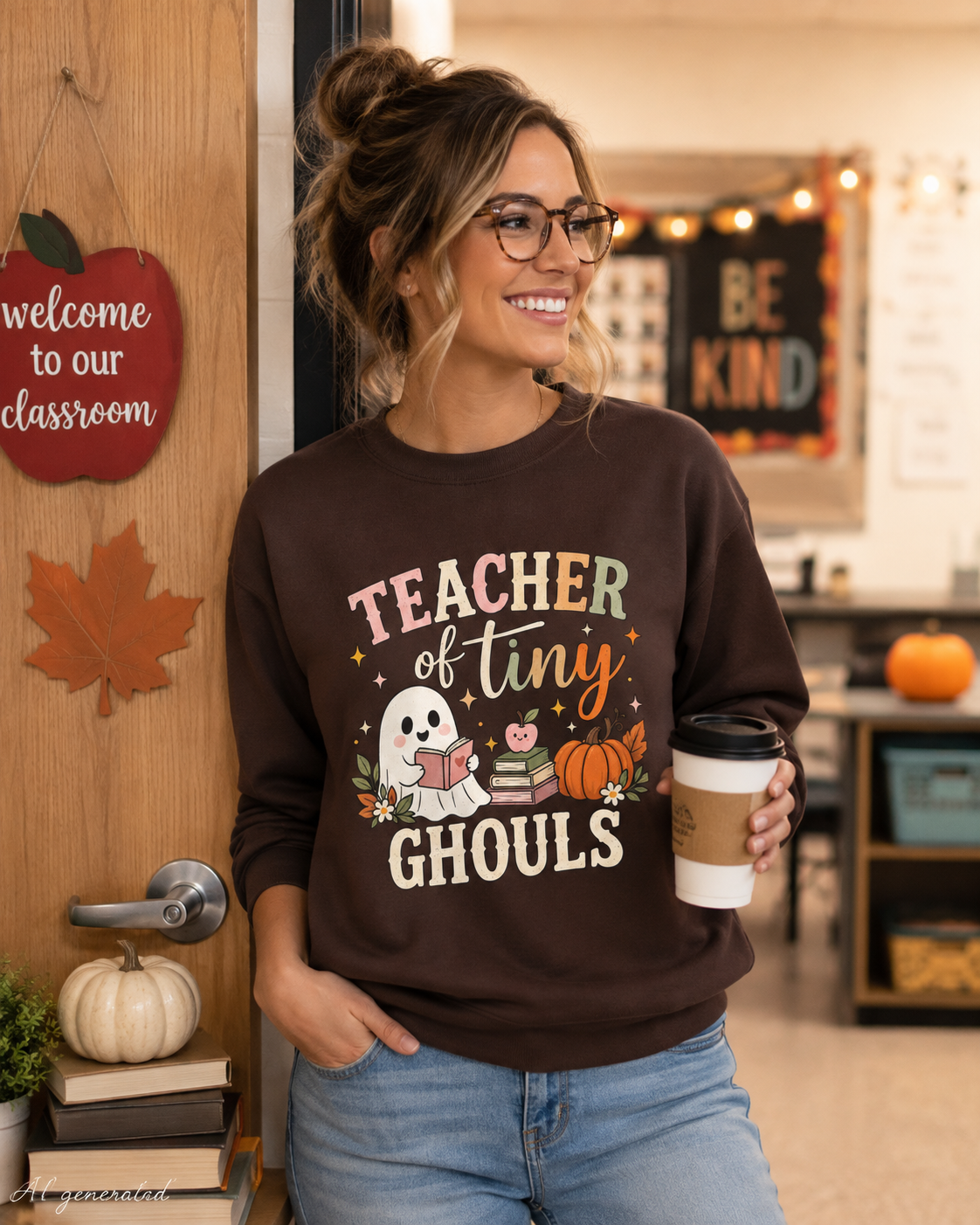Teacher of Tiny Ghouls Sweatshirt, Halloween Teacher Crewneck, Cute Spooky Teacher Shirt, Fall Classroom Sweatshirt