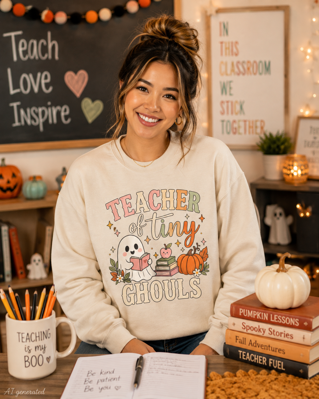 Teacher of Tiny Ghouls Sweatshirt, Halloween Teacher Crewneck, Cute Spooky Teacher Shirt, Fall Classroom Sweatshirt