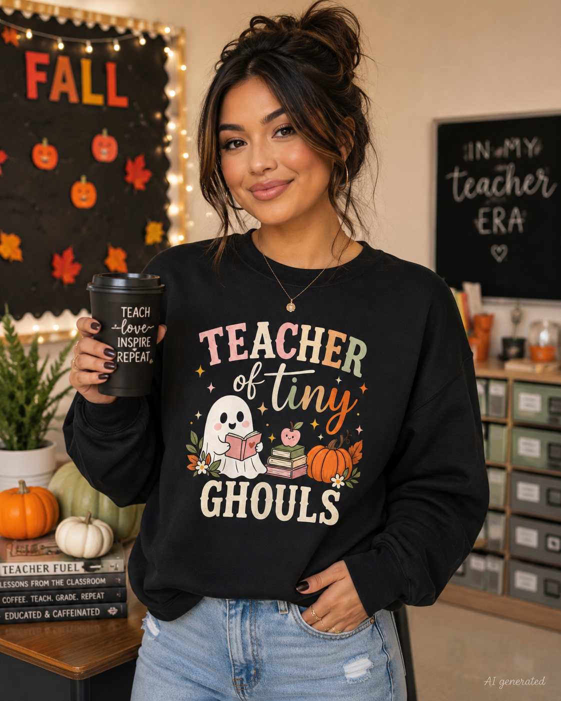 Teacher of Tiny Ghouls Sweatshirt, Halloween Teacher Crewneck, Cute Spooky Teacher Shirt, Fall Classroom Sweatshirt