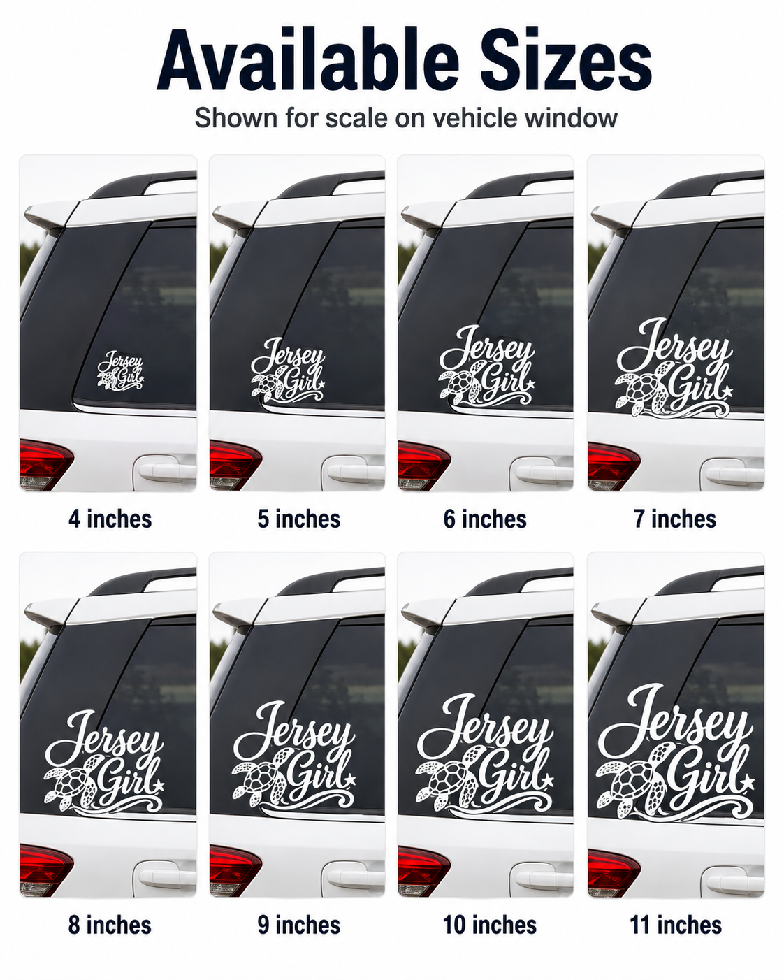 Jersey Girl Sea Turtle Car Decal | White Vinyl NJ Shore Sticker