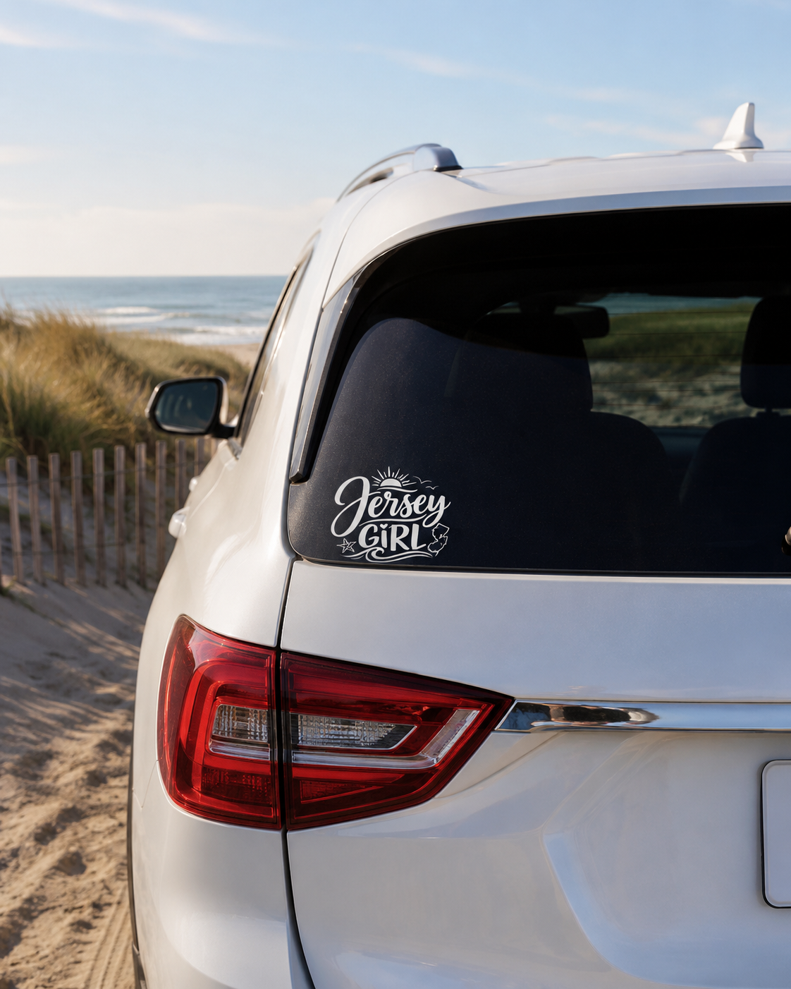 Jersey Girl Vinyl Decal | Coastal Car Sticker | Jersey Shore Beach Decal | White Cut File Style Sticker