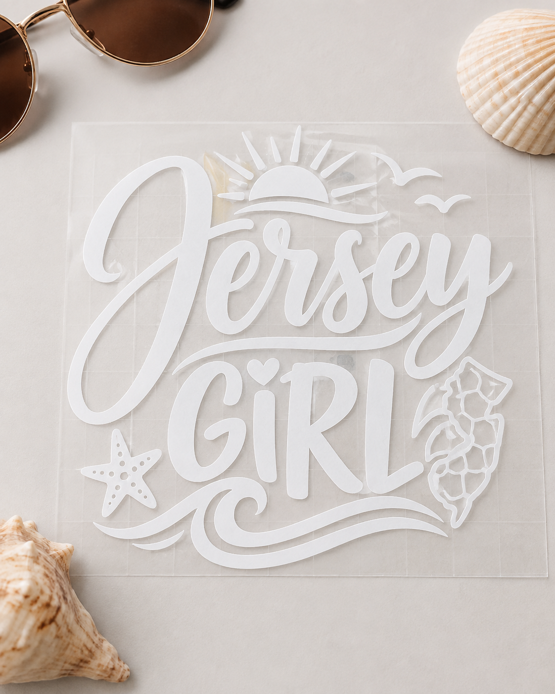 Jersey Girl Vinyl Decal | Coastal Car Sticker | Jersey Shore Beach Decal | White Cut File Style Sticker
