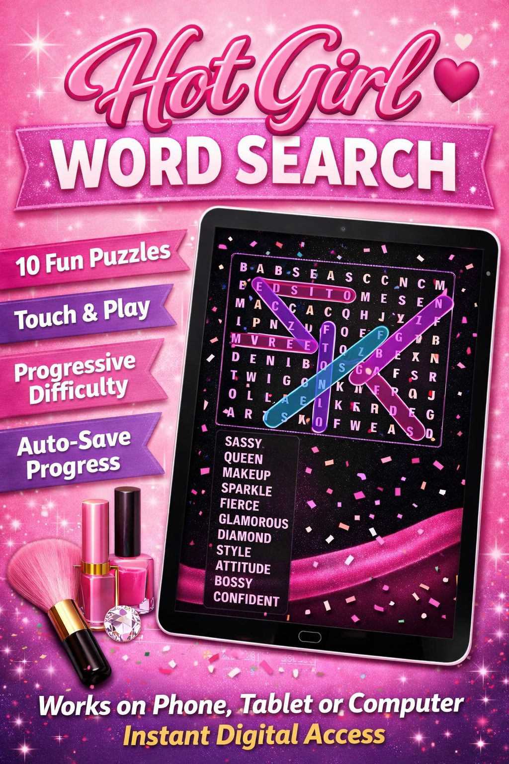 Hot Girl Word Search – Sassy Brain Game