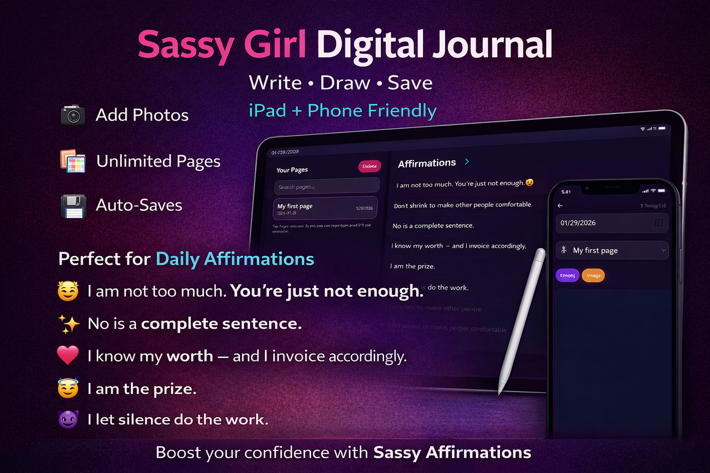 Sassy Girl Journal™ – Digital Web Journal (Tablet + Mobile Friendly)